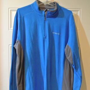MENS XL BLUE AND GRAY COLUMBIA FLEECE 1/4 ZIP PULLOVER
